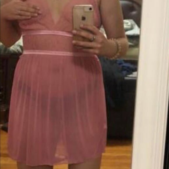 Sexy Mesh Lace Sheer Slip/Thong Lingerie 2 Pc Set - Picture 5 of 7